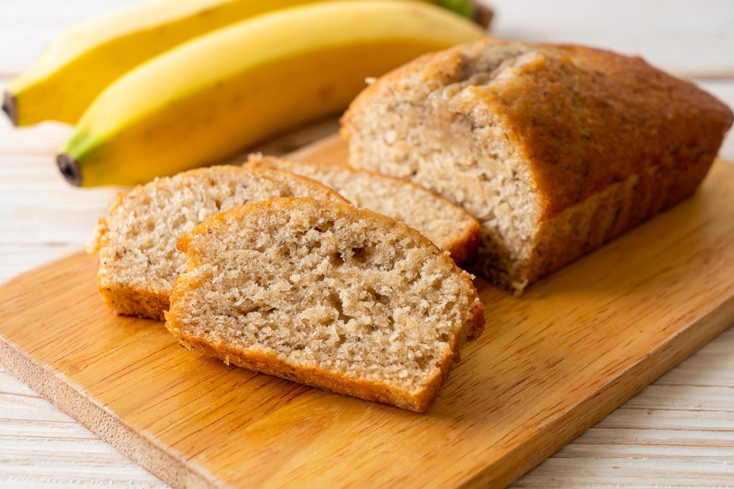 Homemade banana bread sliced photo