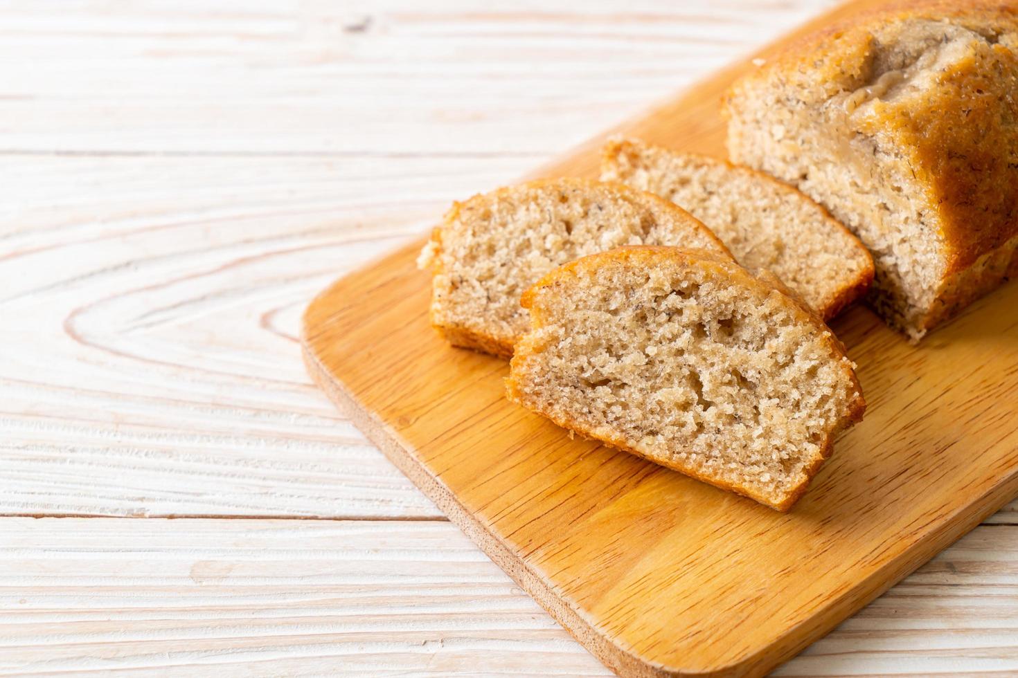 Homemade banana bread sliced photo