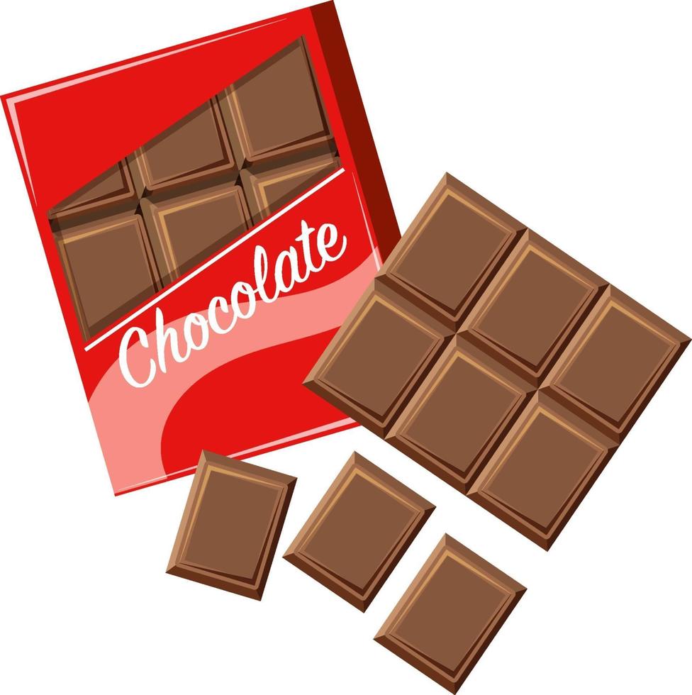 Barra de chocolate en paquete sobre fondo blanco. vector