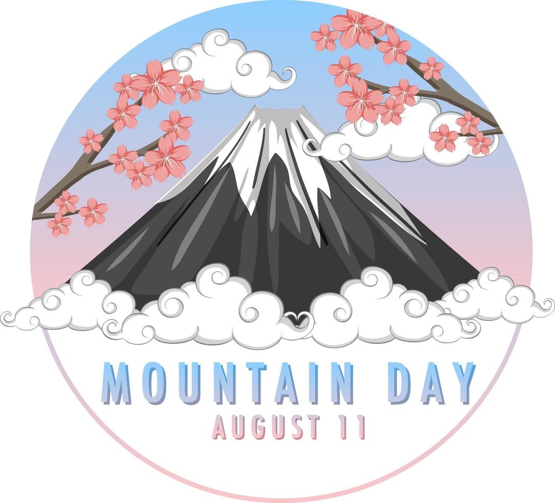 Mountain Day in Japan banner with Mount Fuji and Sakura vector