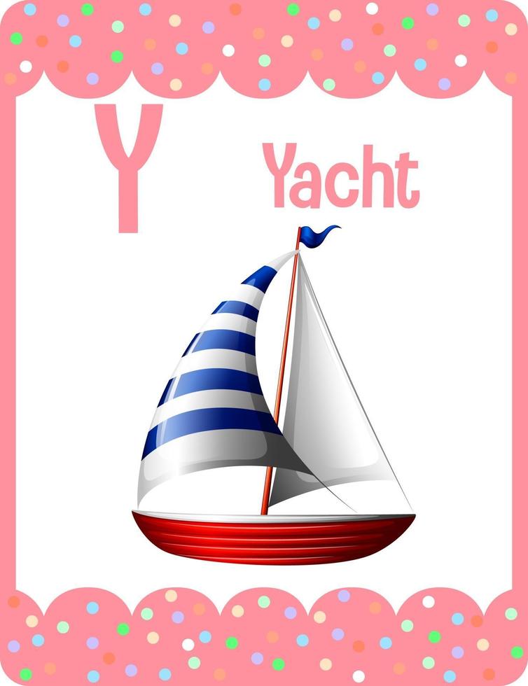 Alphabet flashcard with letter Y for Yacht vector