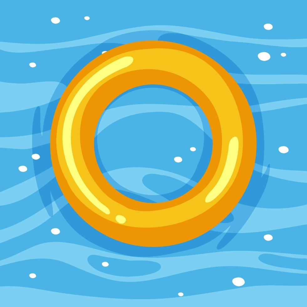 anillo de natación amarillo en el agua aislado vector