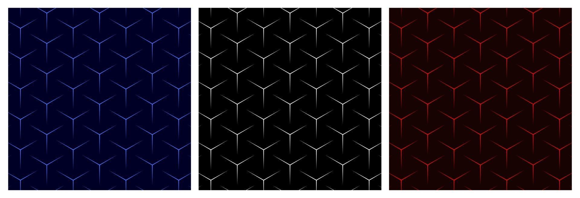 Set of abstract geometric seamless pattern with lines. vector