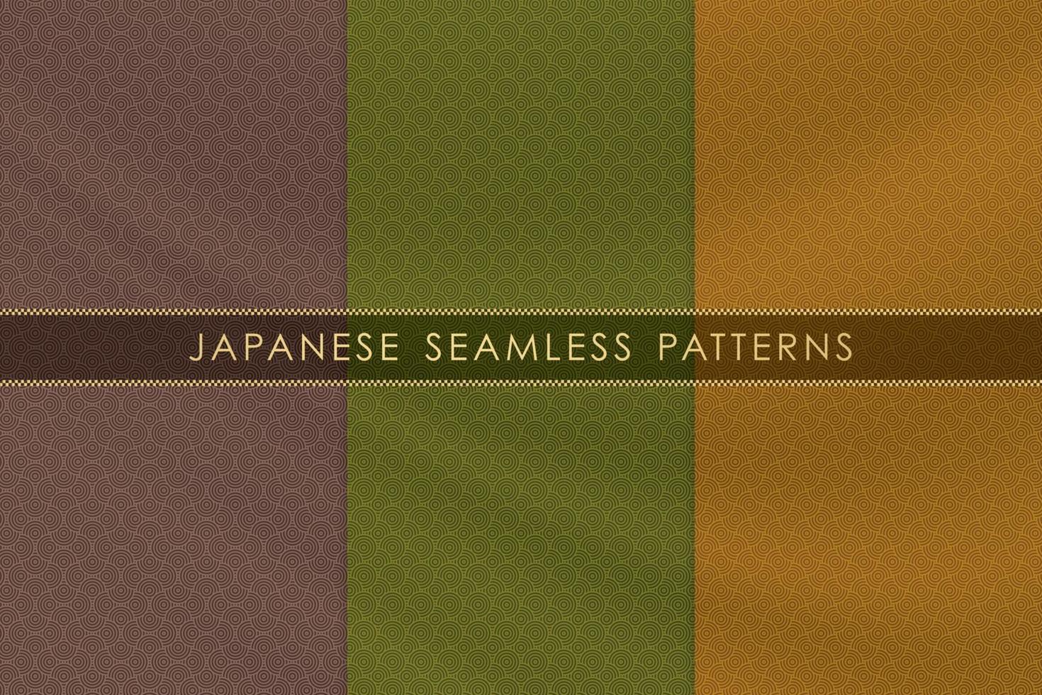 Set of japanese seamless pattern traditional with silk fabric texture. vector