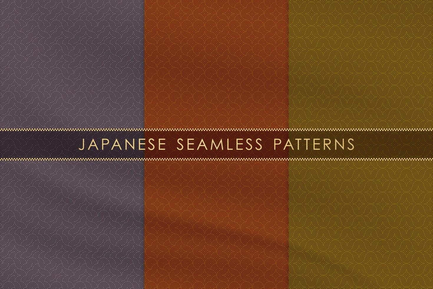 Conjunto de patrones sin fisuras japoneses tradicionales con textura de tela de seda vector