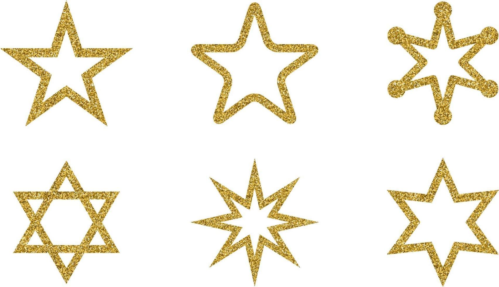 Gold star glittering symbols isolated on white background vector