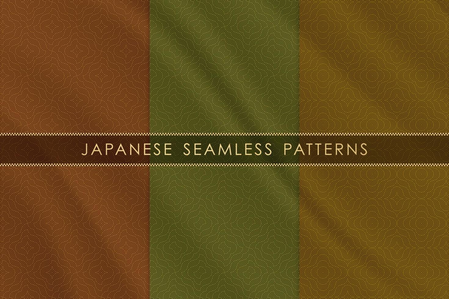 Conjunto de patrones sin fisuras japoneses tradicionales con textura de tela de seda vector