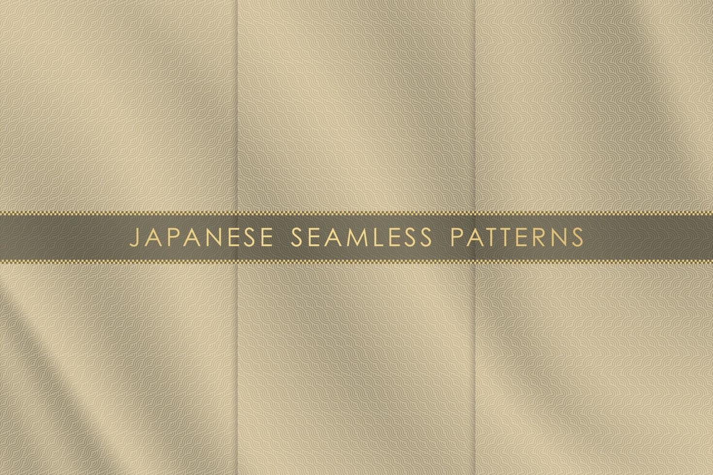 Conjunto de patrones sin fisuras japoneses tradicionales con textura de tela de seda vector