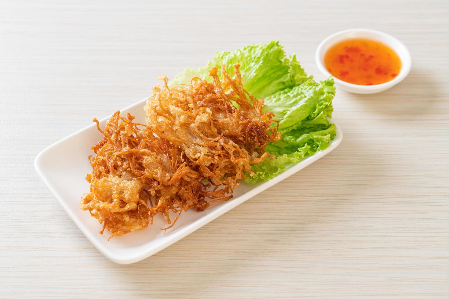 Fried Enoki Mushroom or Golden Needle Mushroom photo