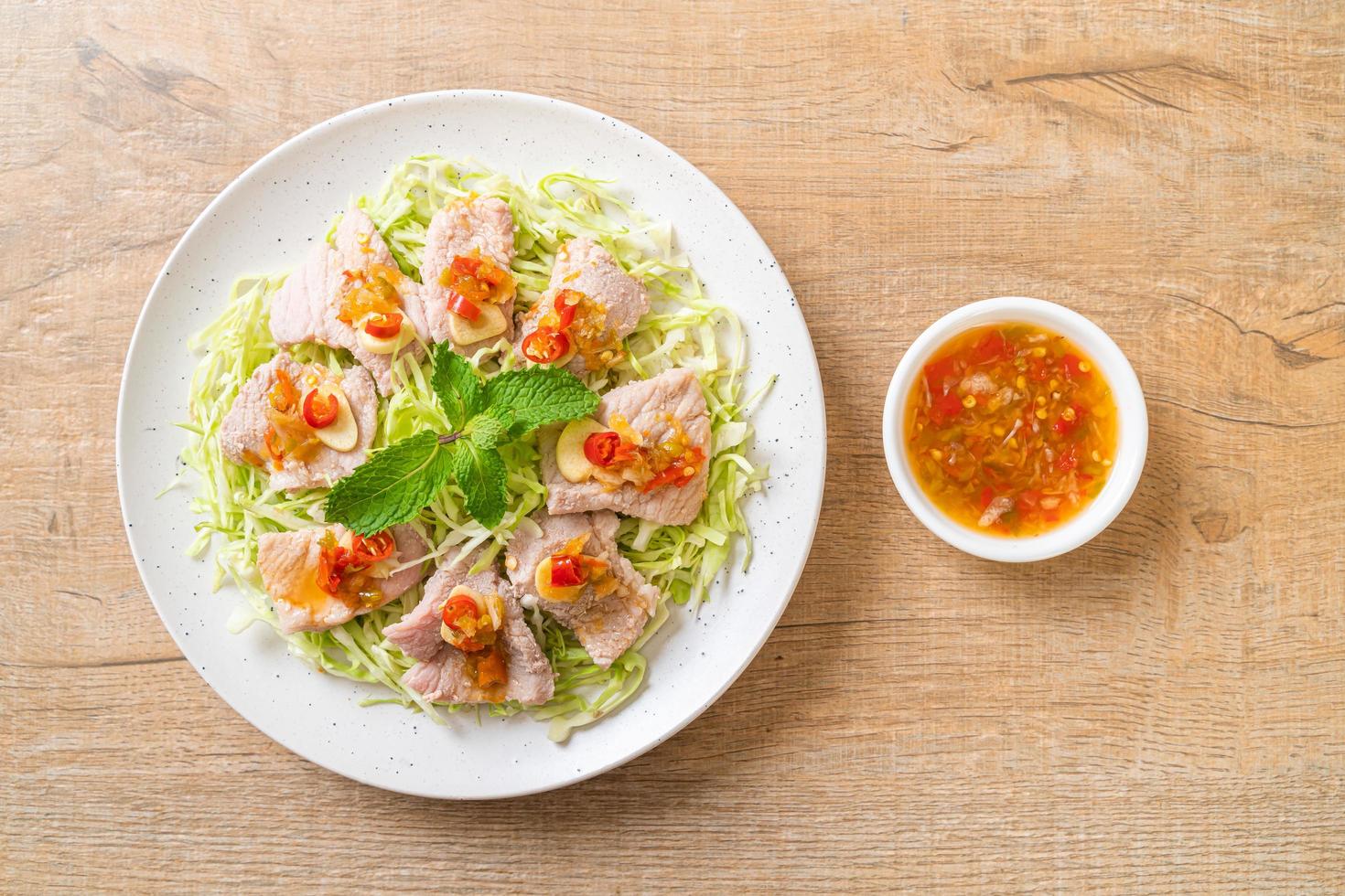 Boiled Pork with Lime Garlic and Chili Sauce photo