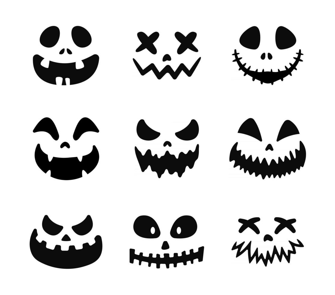 Scary Ghost Horror Face Silhouette Vector For Carving On Halloween Pumpkin