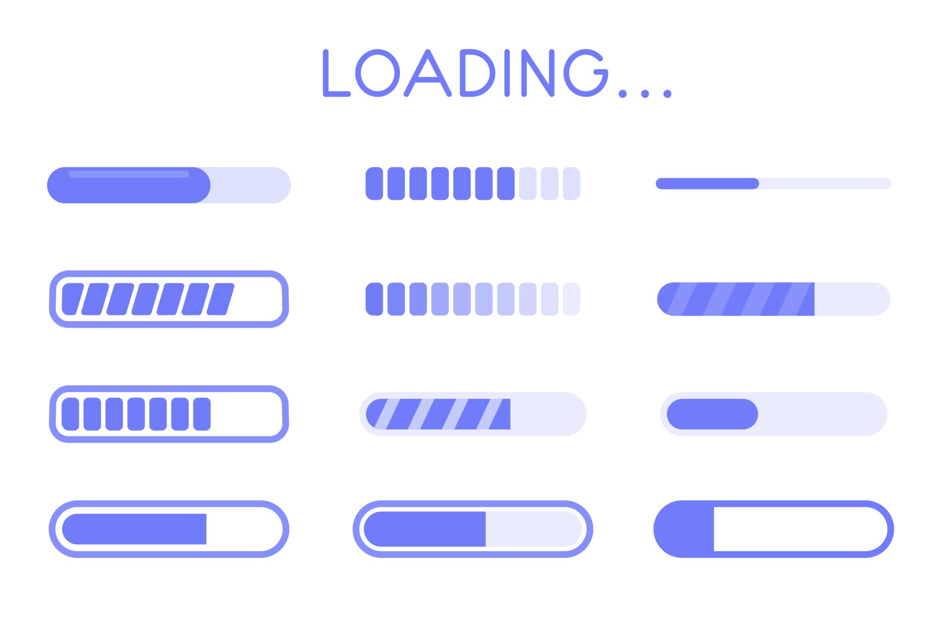 website buffer loading icon set. A bar showing the download status of ...