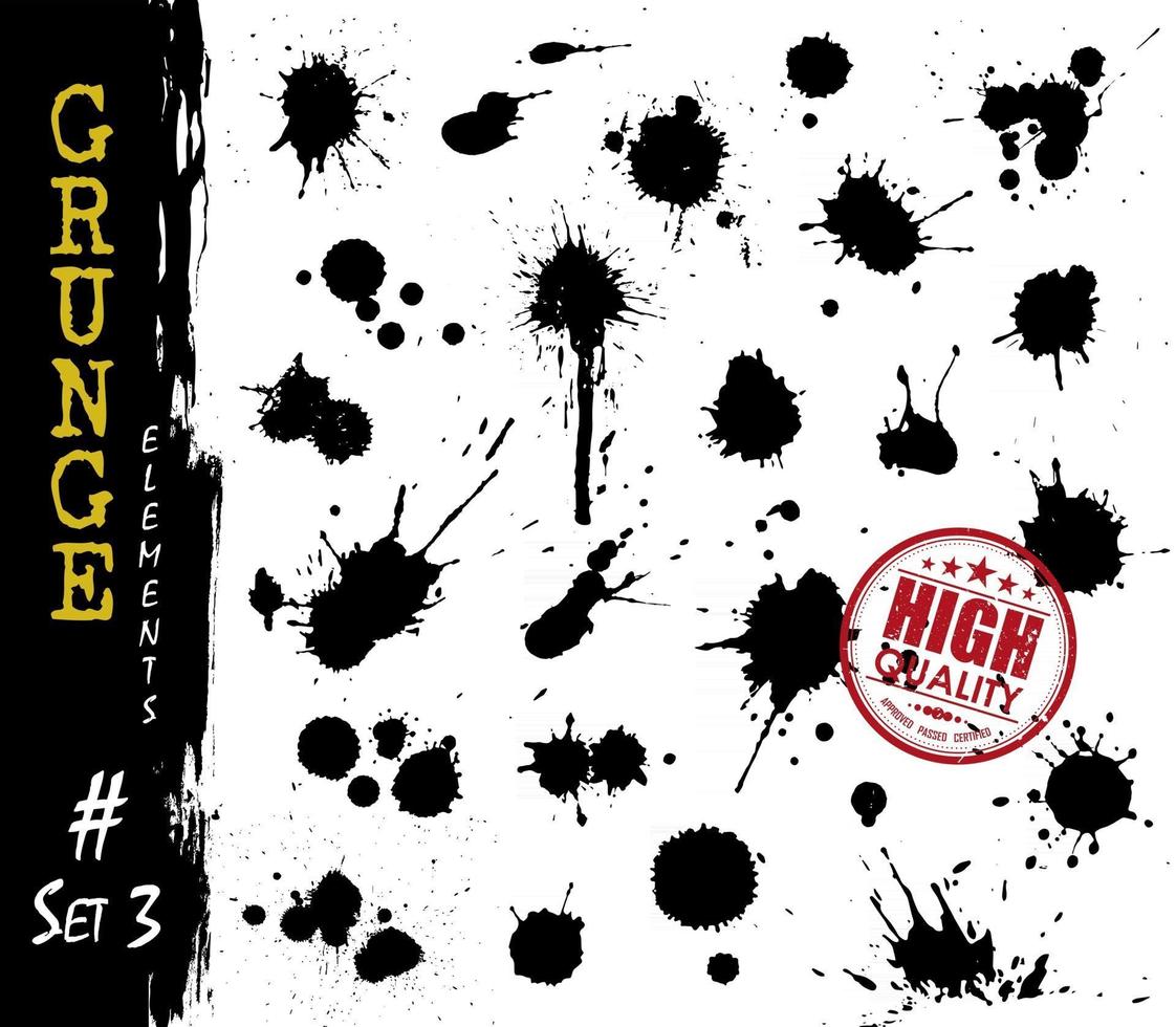 Set of grunge style blood or ink splatter and droplet. Elements vector. vector