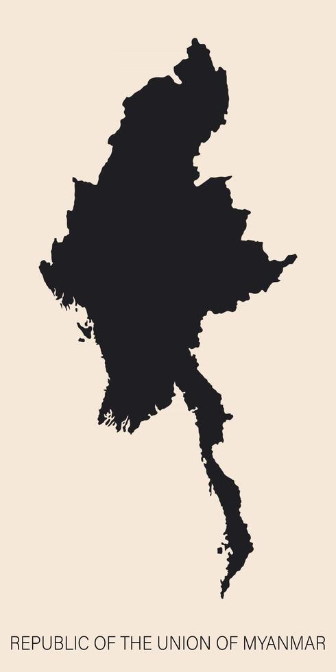 Mapa de myanmar muy detallado con bordes aislados en segundo plano. vector