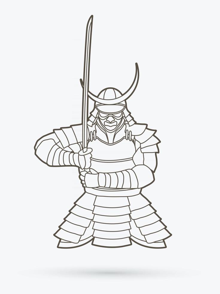 Outline Samurai Warrior Vector