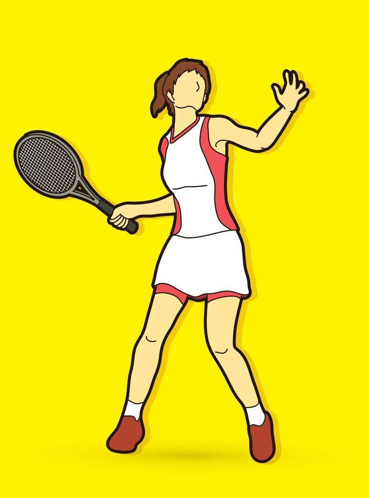 jugador de tenis acción femenina vector