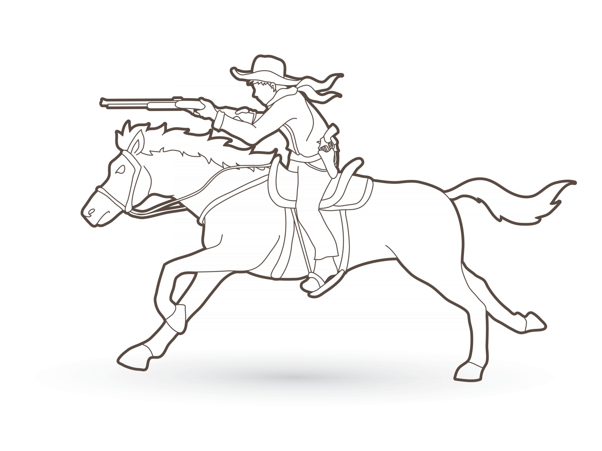 cowboy riding horse drawing