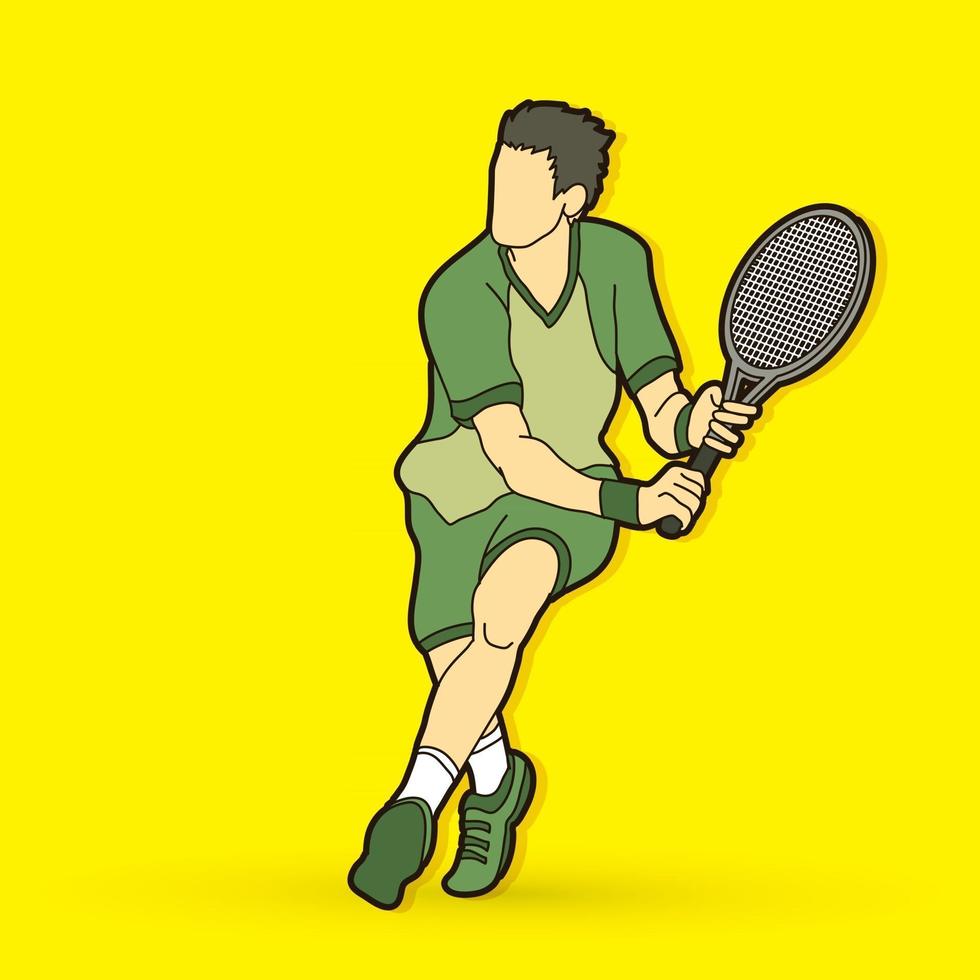 jugador de tenis, macho, funcionamiento, acción vector