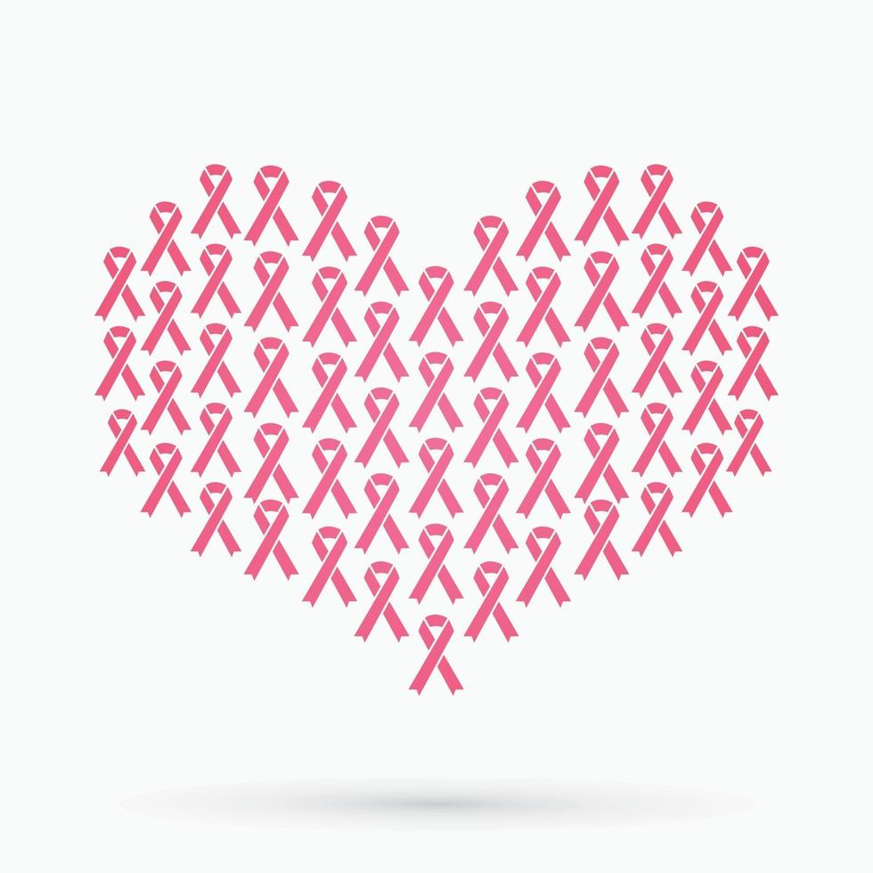 Breast Cancer Awareness Pink Ribbon in Heart Shape vector