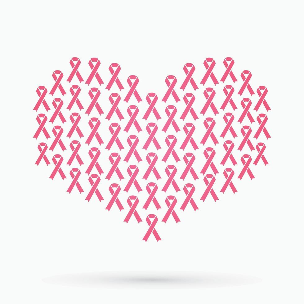 Breast Cancer Awareness Pink Ribbon in Heart Shape vector