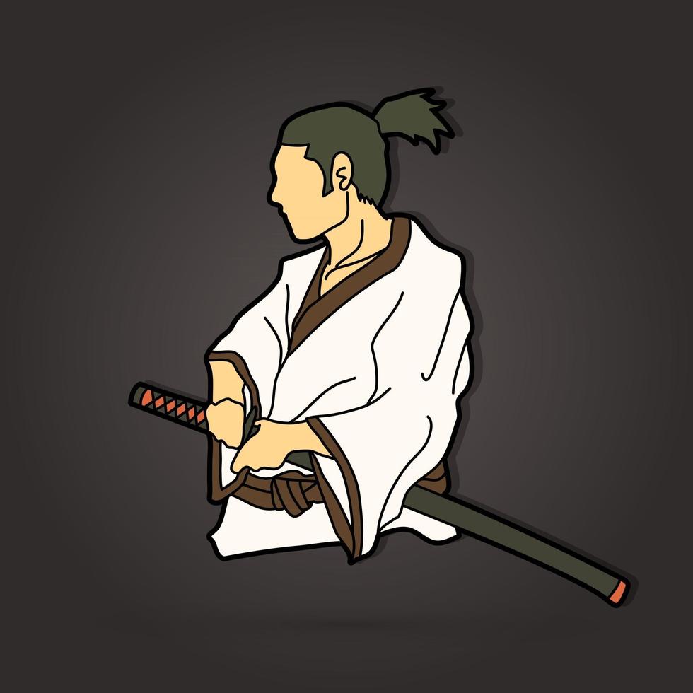 guerrero samurai listo para luchar vector