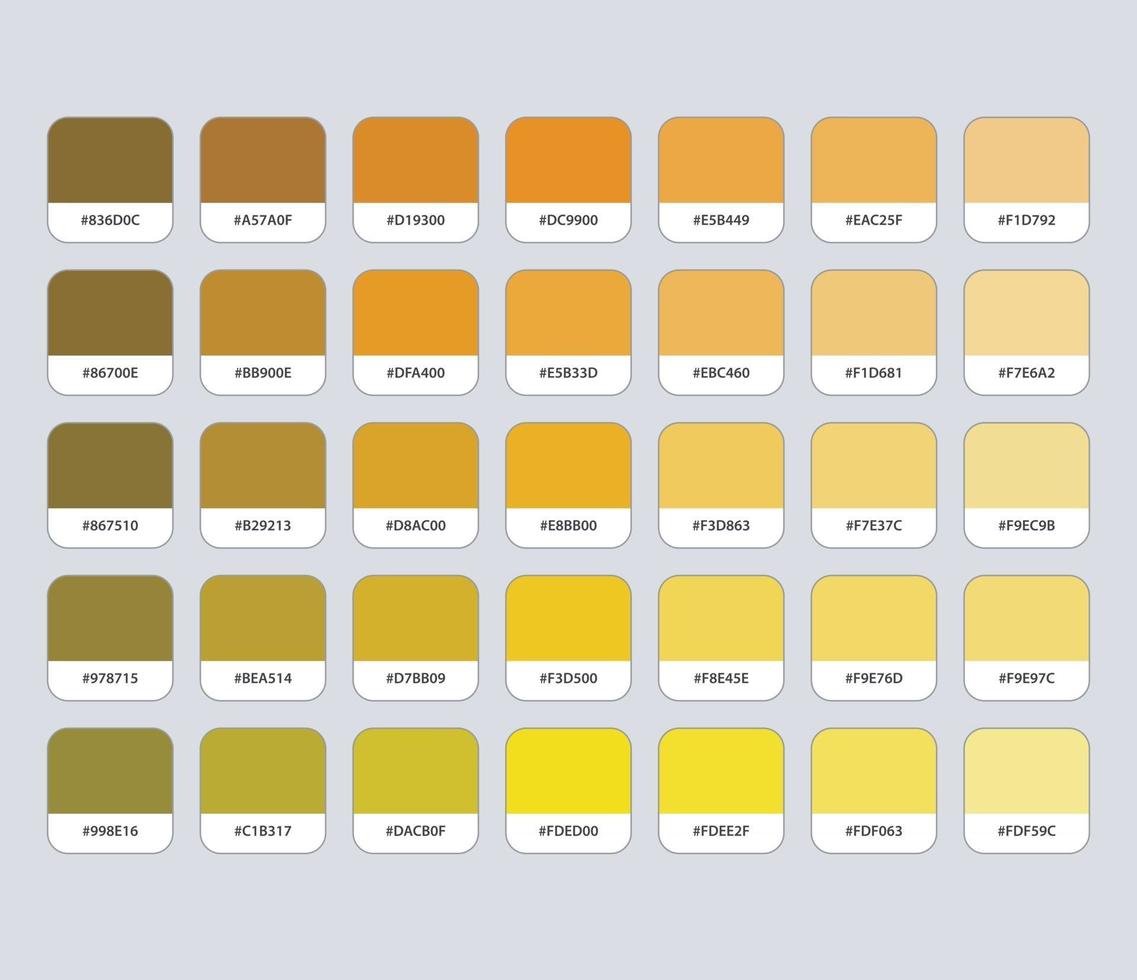 Yellow Ocher Color Palette with Hex vector