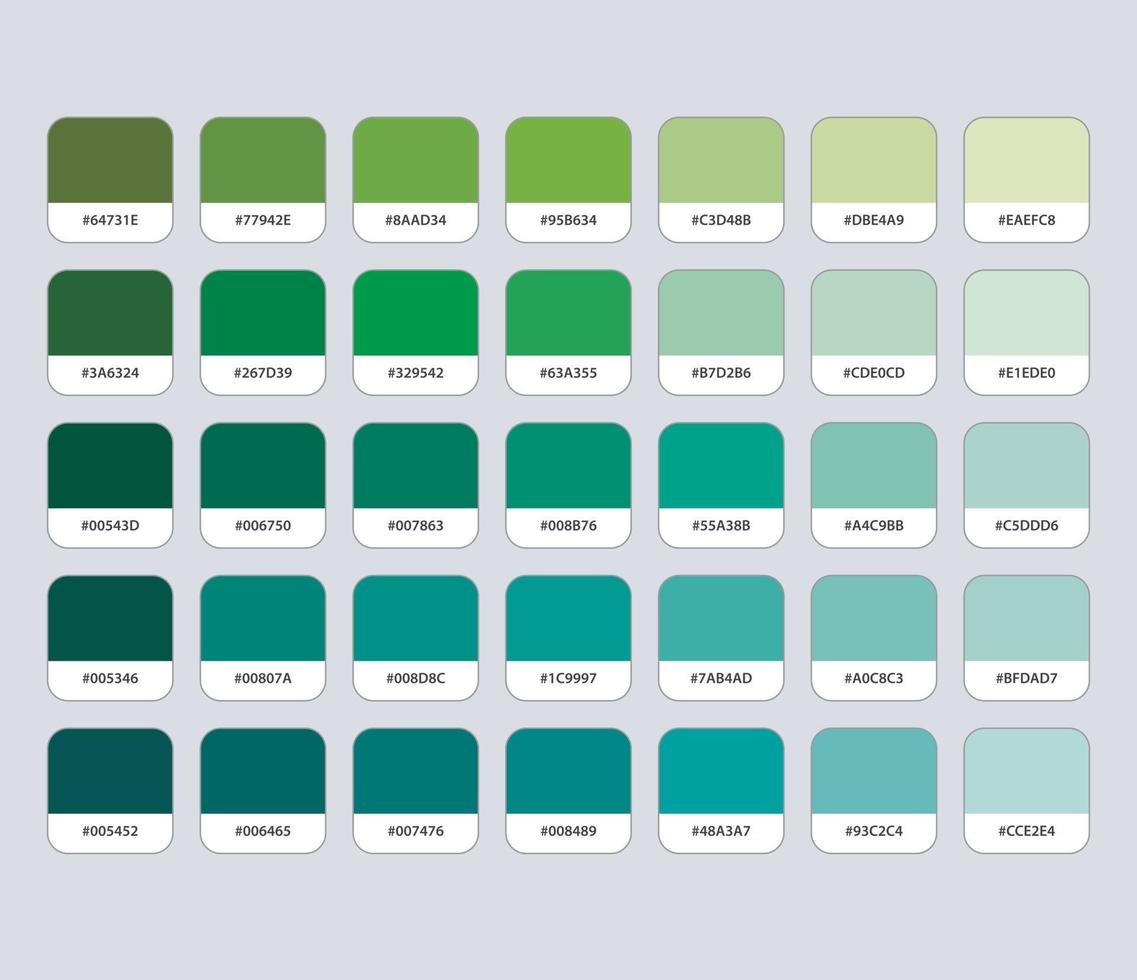 paleta de color verde con hexadecimal vector