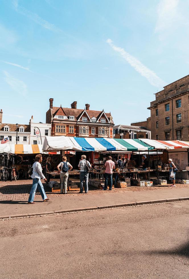 CAMBRIDGE UK - AUG 28, 2019  Market Square and Great St Mary's Church, Cambridge. photo