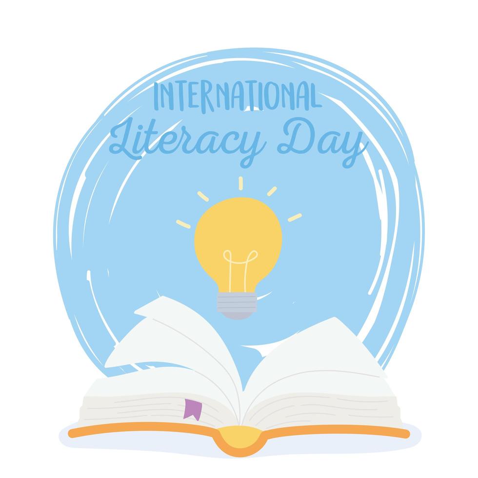 international literacy day, open book creativity idea vector