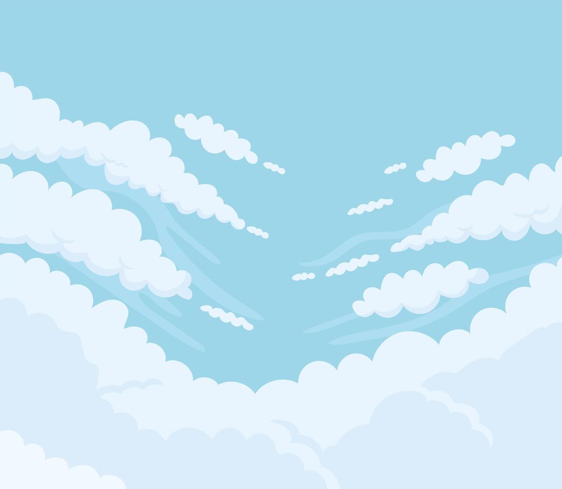 sky cartoon clouds on blue panorama background vector