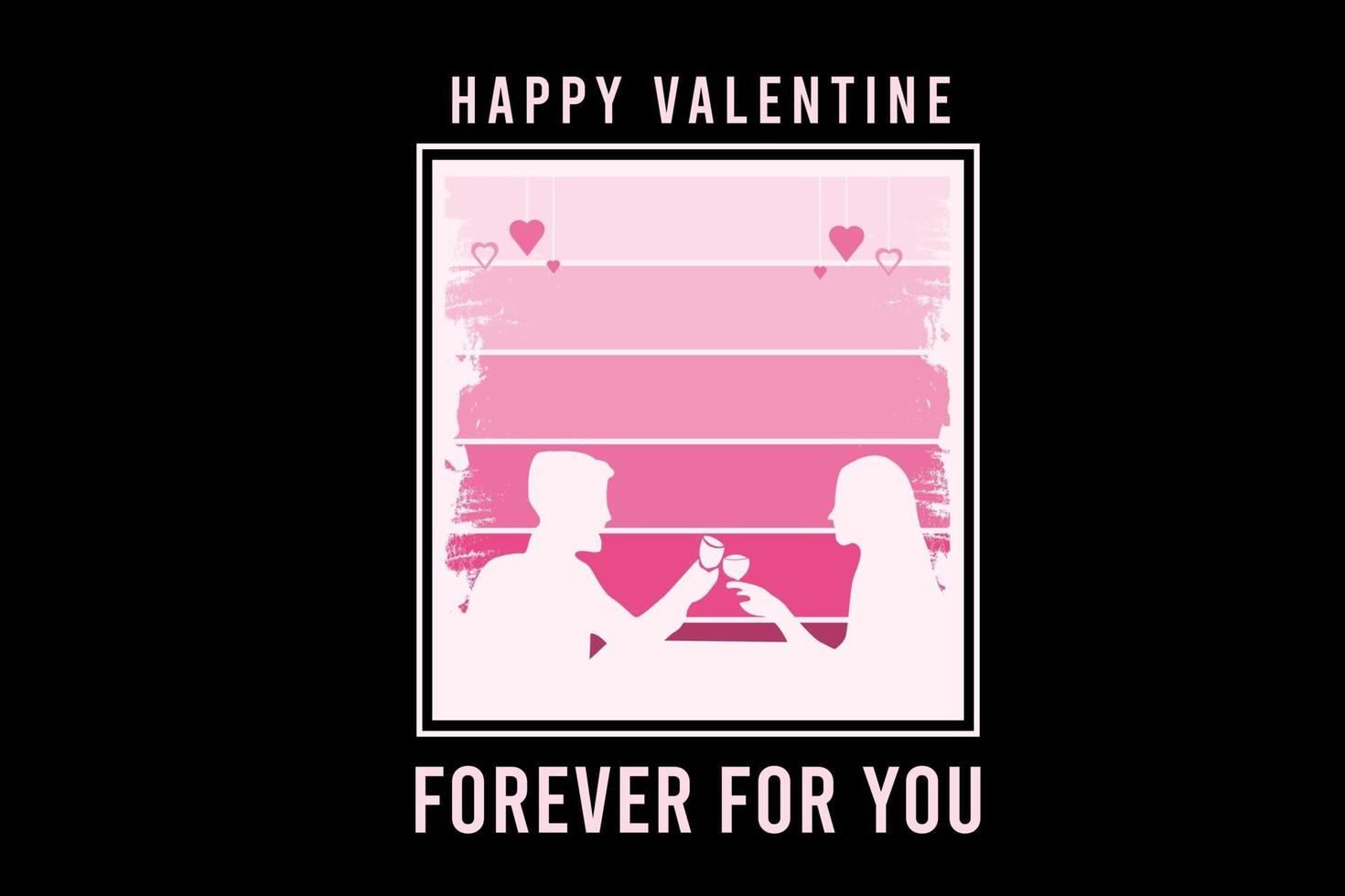 happy valentine forever for you color pink gradient vector
