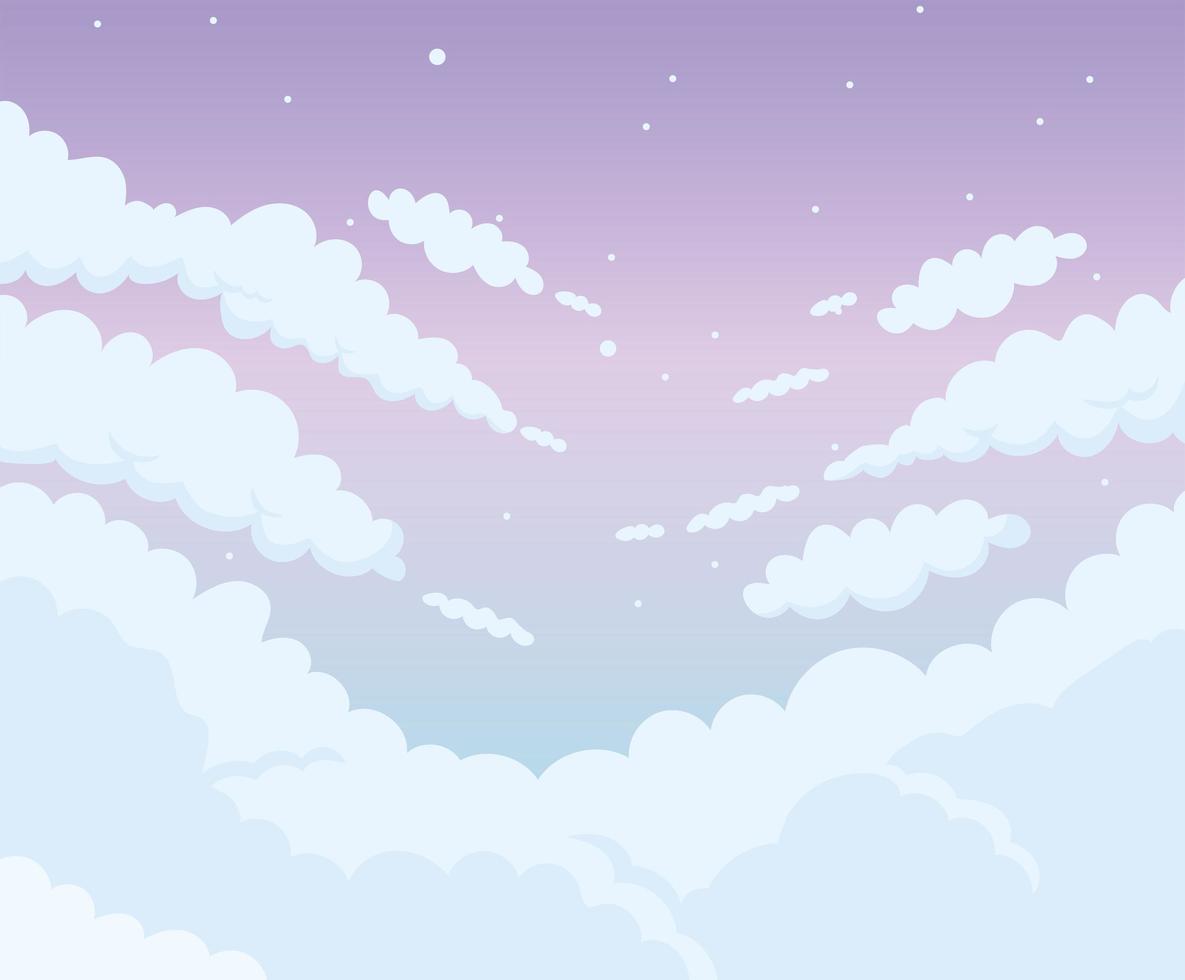 cielo de la tarde nubes diseño de fondo dibujos animados vector