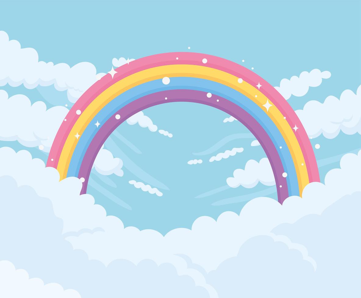 sky rainbow stars bright panorama cloudscape design vector