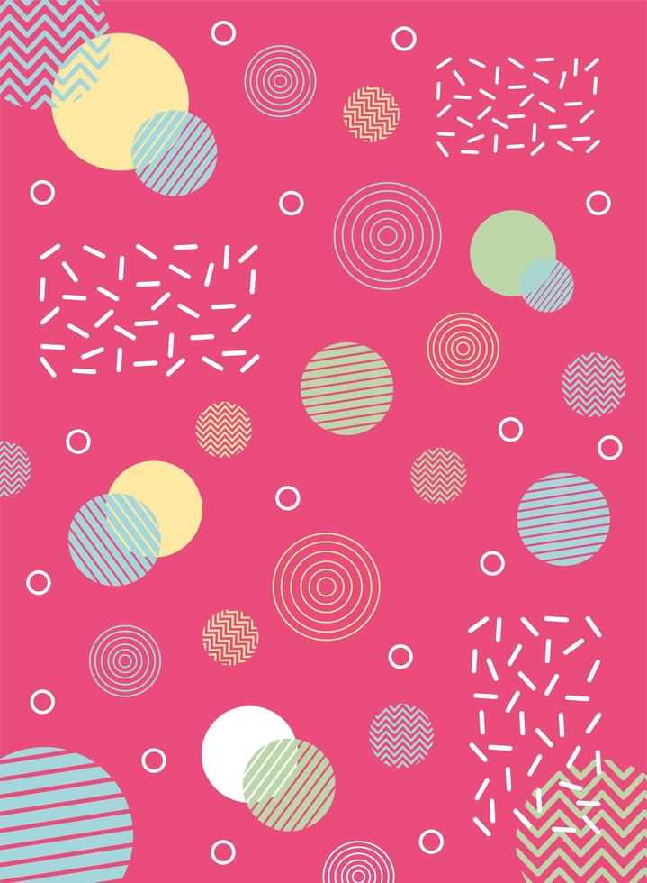 abstract circles shape collage memphis 80s 90s style abstract background vector