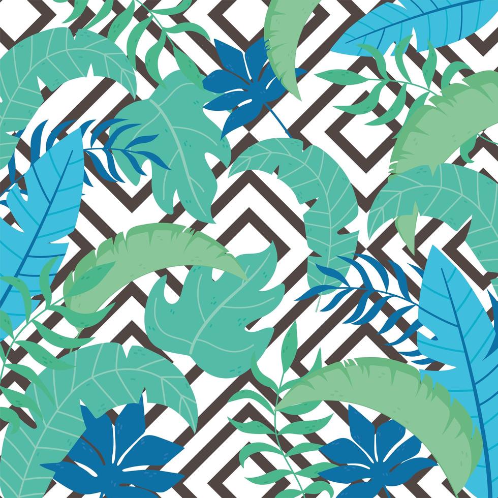 tropical exotic leaves seamless pattern palm tree foliage vector