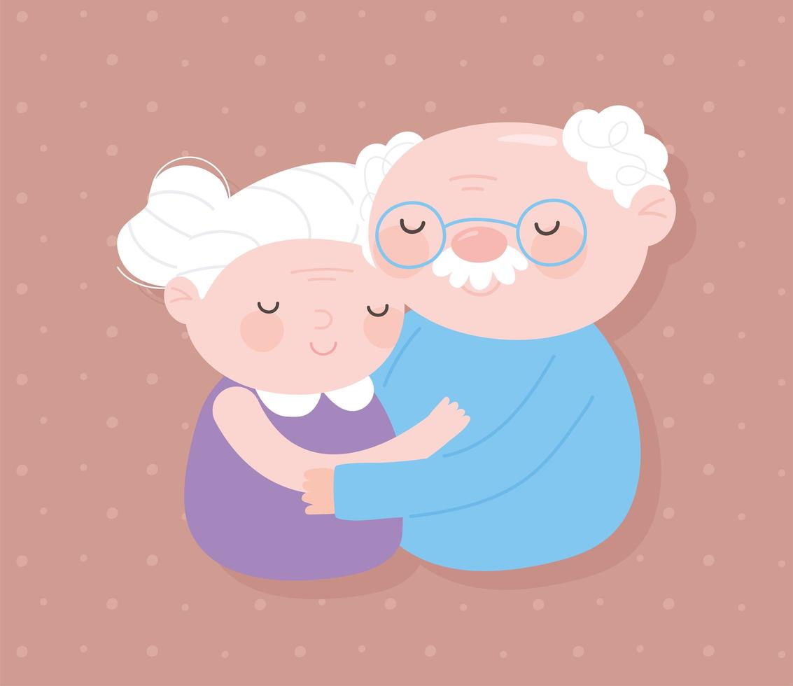 feliz día de los abuelos, abuelo y abuela juntos tarjeta de dibujos animados de personajes vector