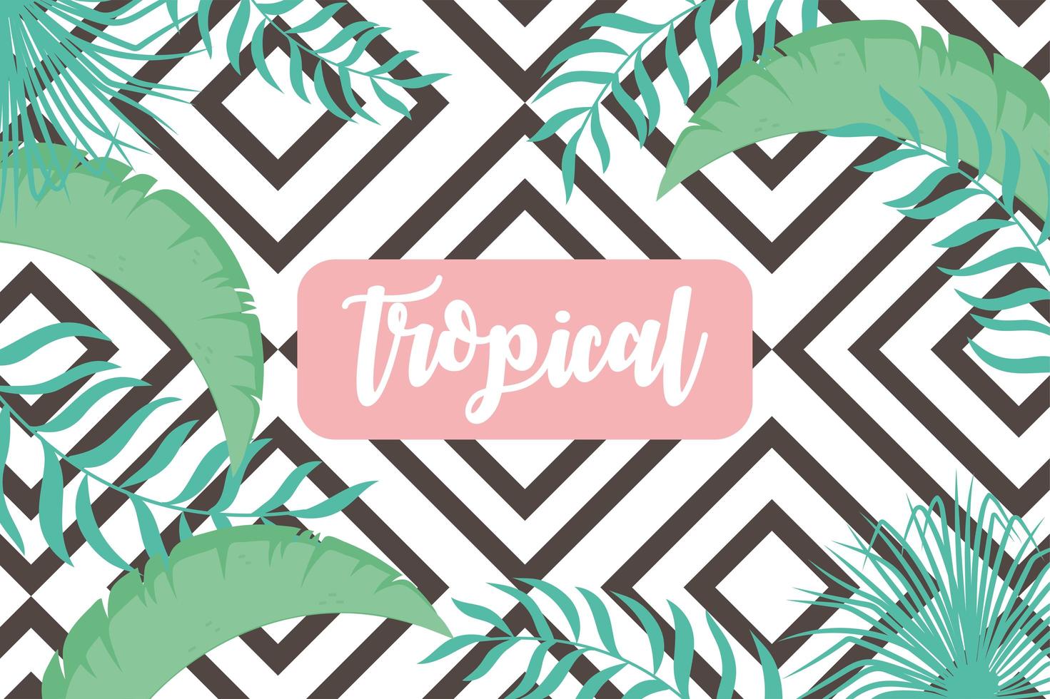 tropical leaves exotic botanical foliage greenery geometric pattern vector