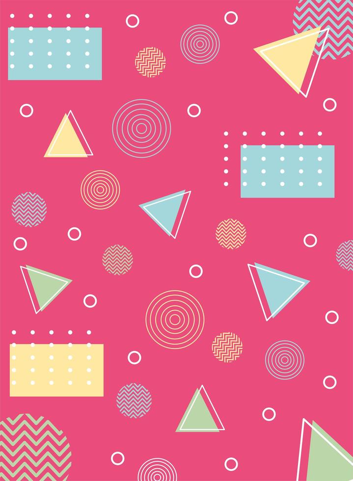 memphis triangle and circles geometric 80s 90s style abstract background vector