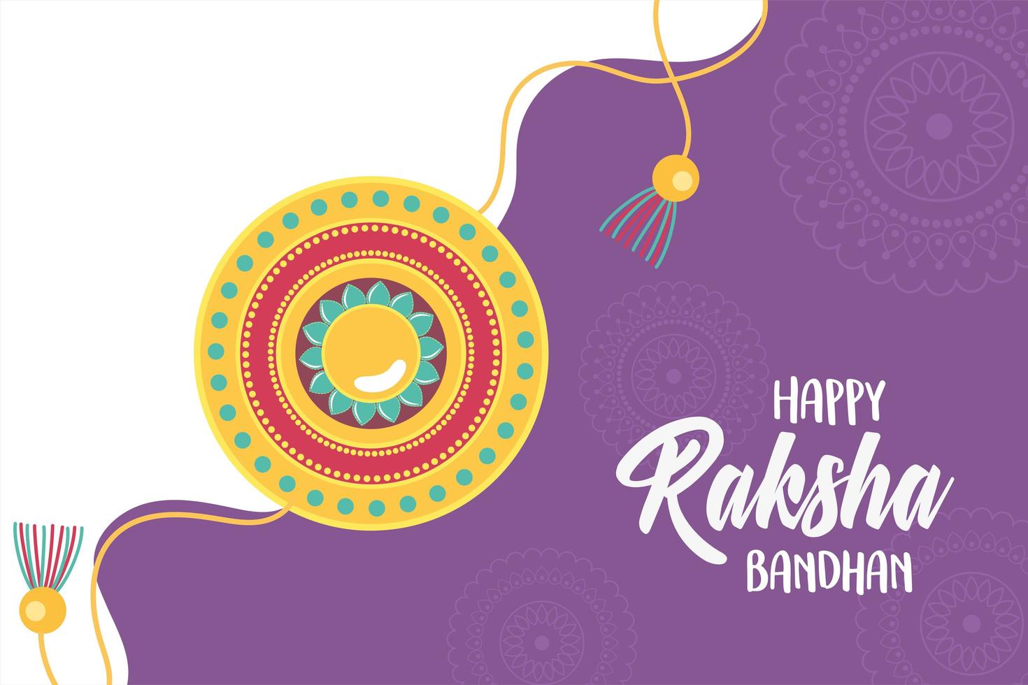 raksha bandhan, traditional bracelet of love brothers and sisters indian festival vector
