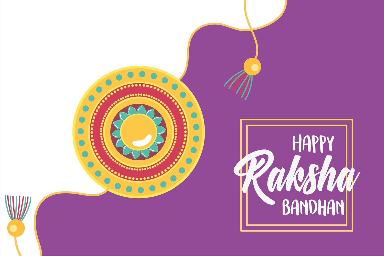 raksha bandhan, traditional bracelet of love brothers and sisters indian festival vector