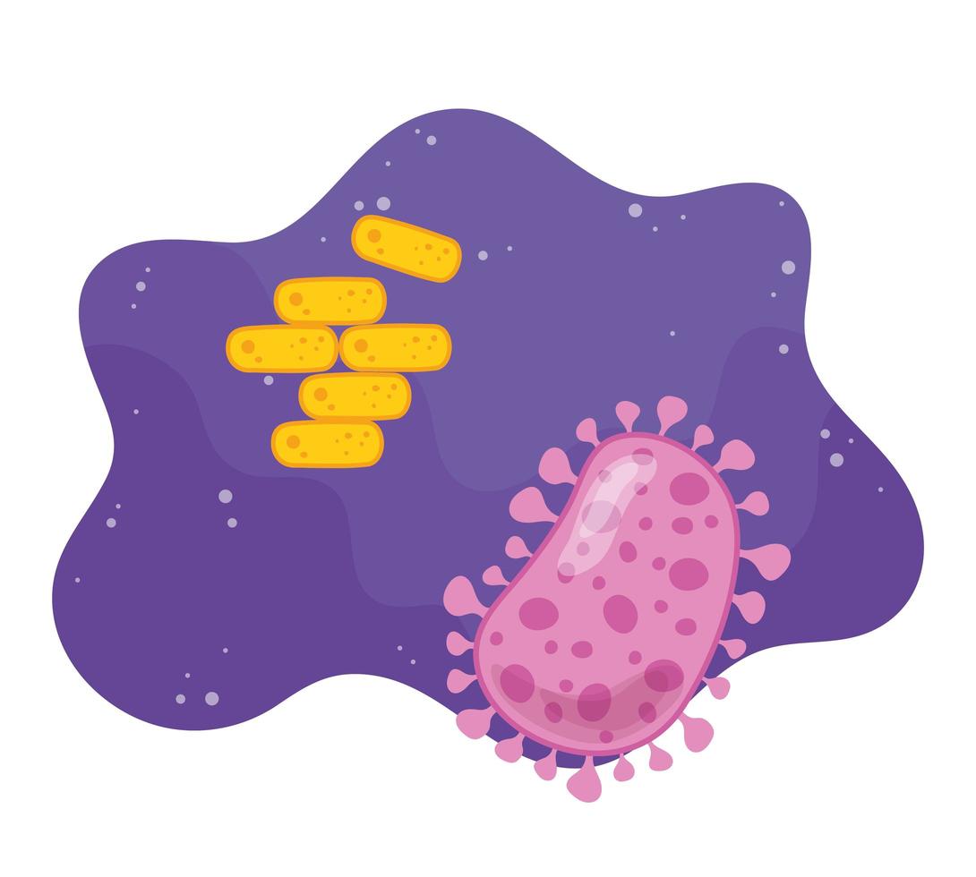 coronavirus microscopic cell bacteria and virus microorganism, disease infection vector