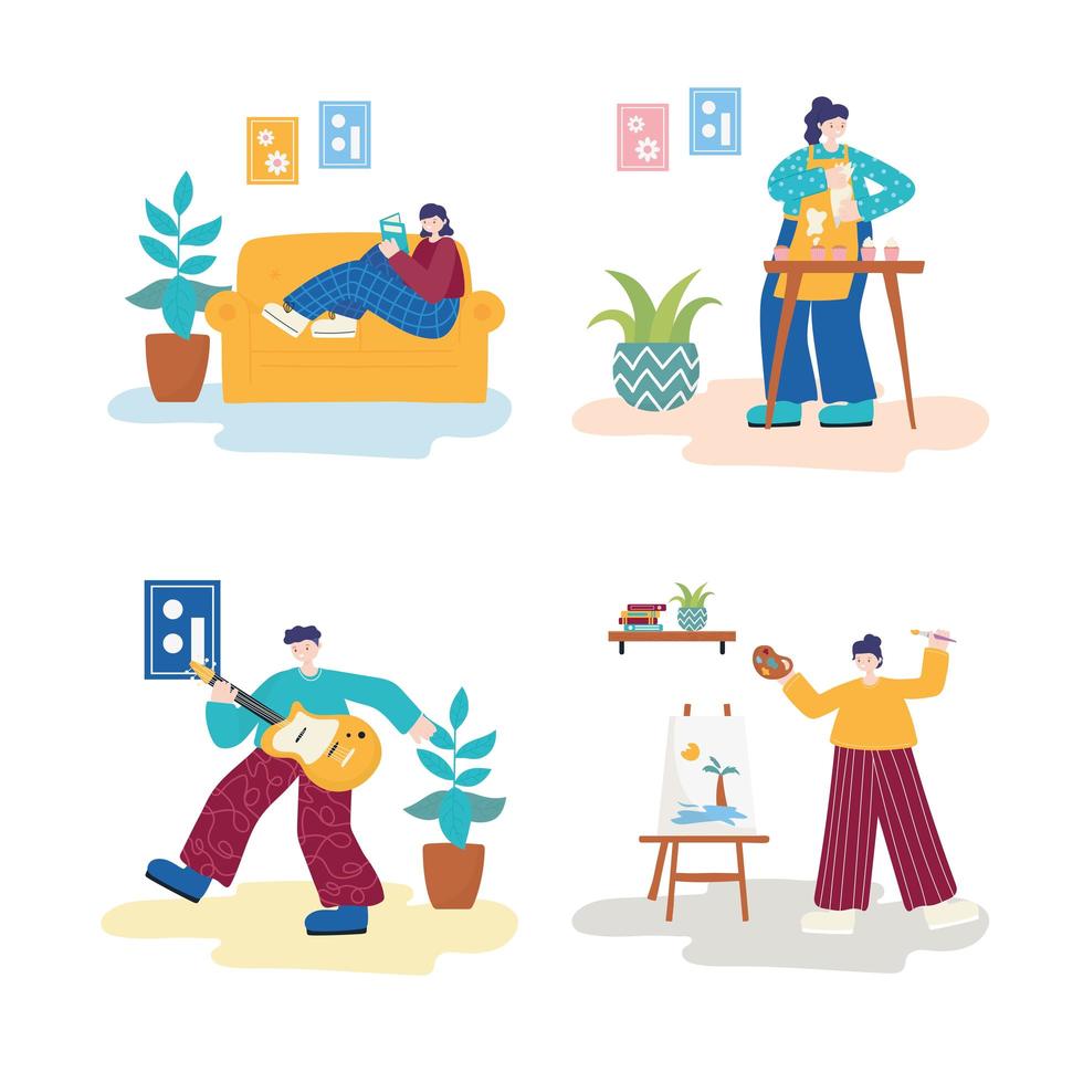 Free: People enjoying their hobbies Free Vector 