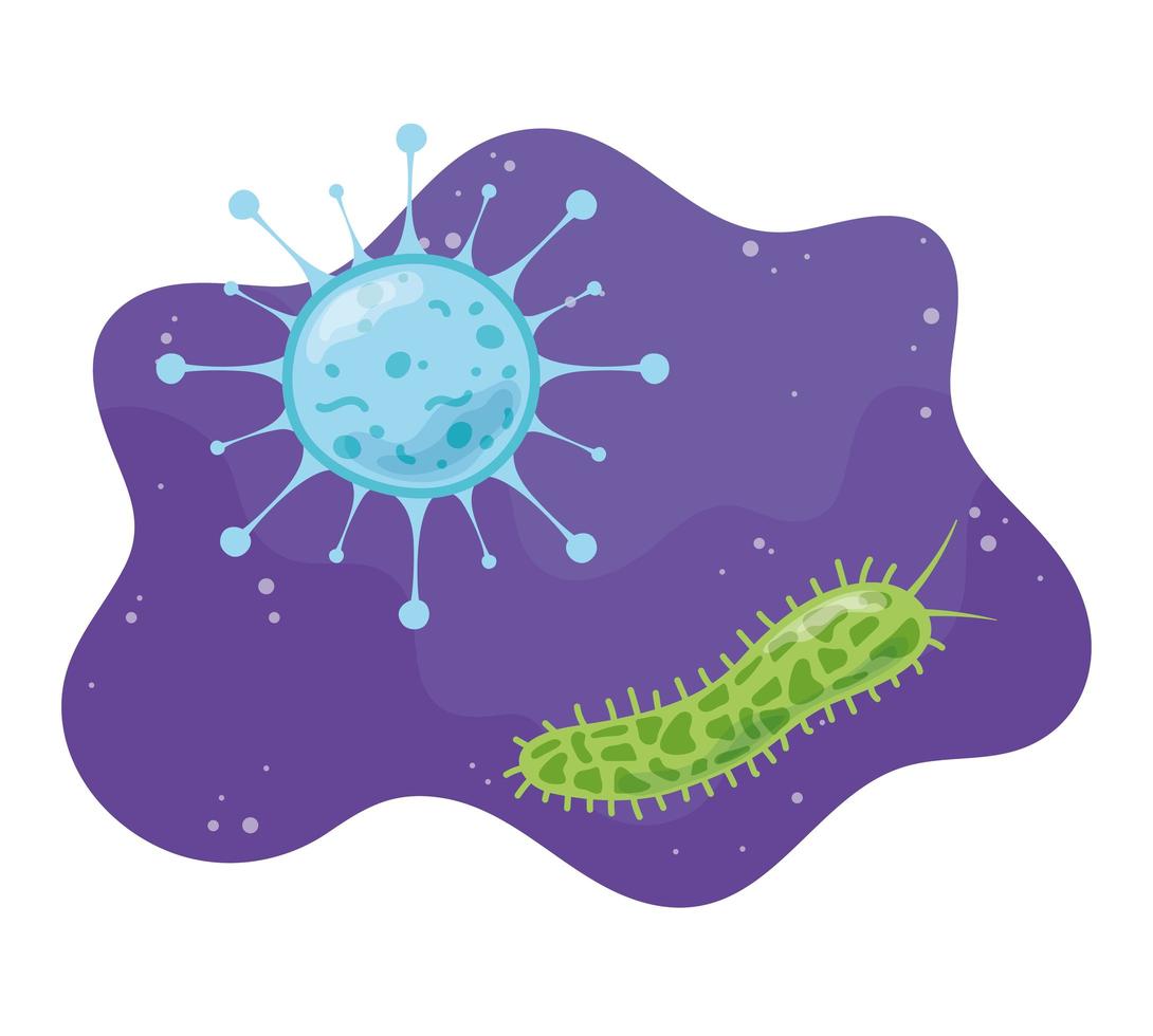coronavirus microscopic cell bacteria and virus microorganism, disease infection vector