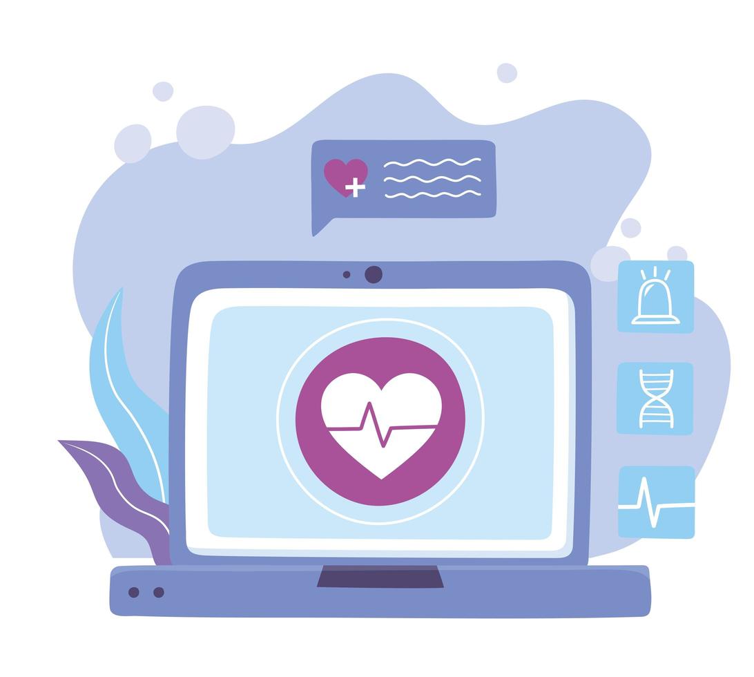 online doctor, laptop medical advice or consultation service vector