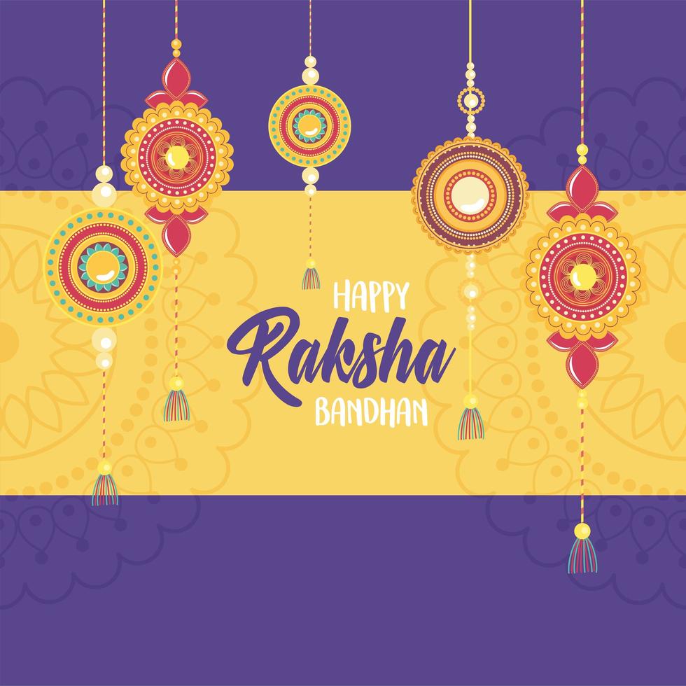 raksha bandhan, banner de colección de pulseras tradicionales indias vector