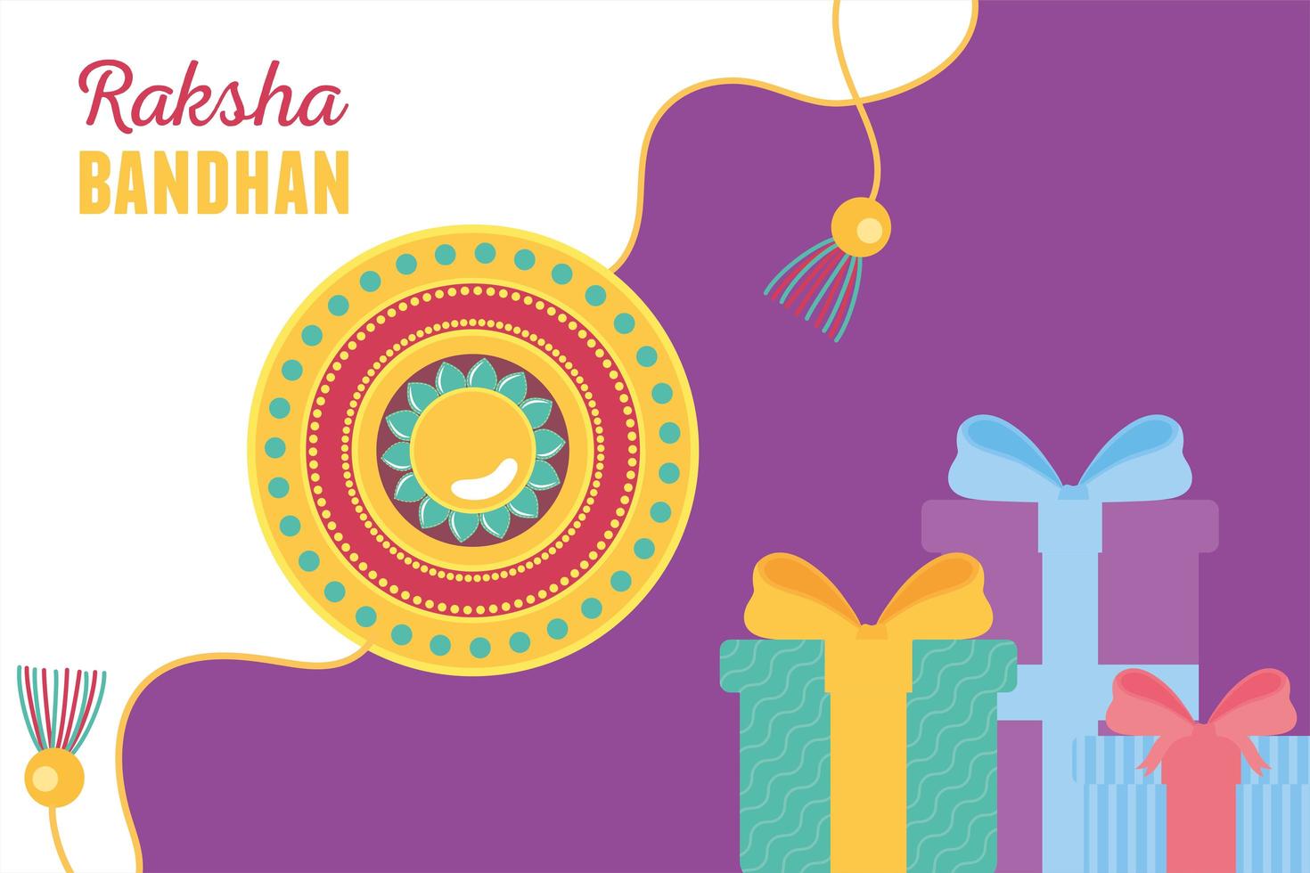 raksha bandhan, brazalete tradicional hermanos y hermanas cajas de regalo de celebración india vector