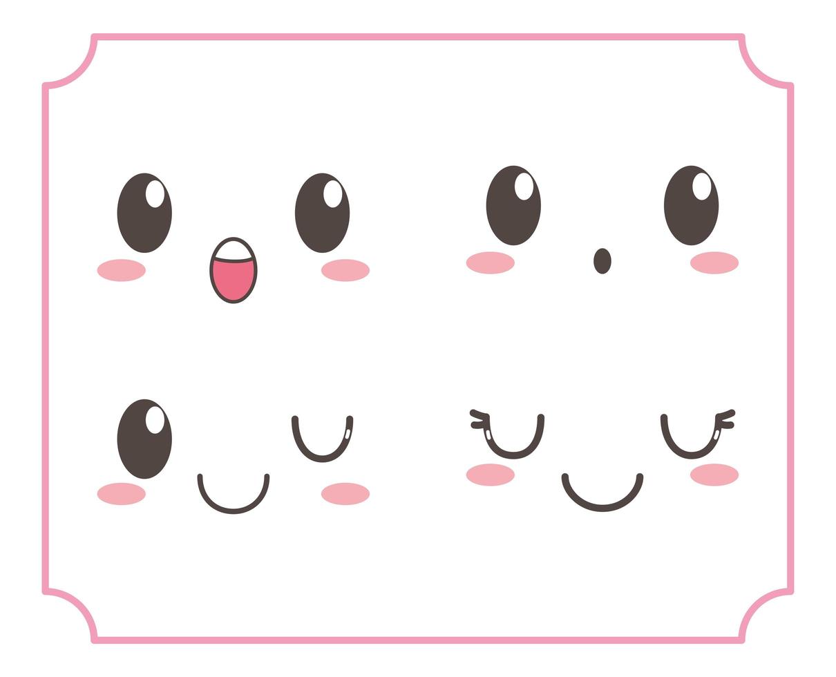 kawaii lovely adorable eyes mouths facial expressions vector