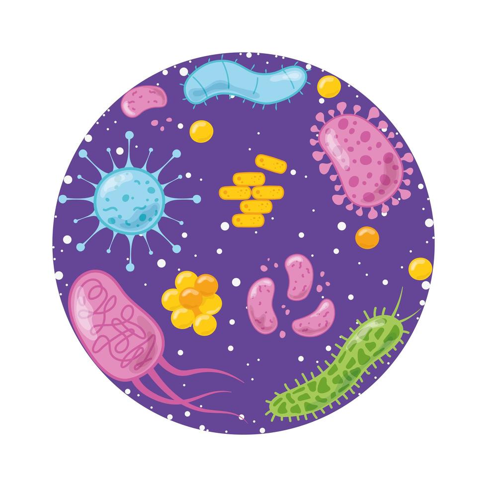 coronavirus virus bacterial microorganism in a circle science vector