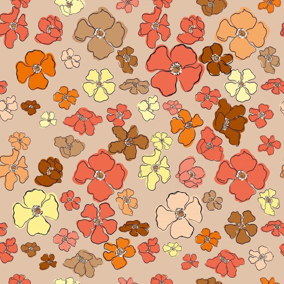 vector de patrones sin fisuras con la colorida ilustración de hermosas flores. para papel pintado, estampado textil, rellenos de patrones, página web, texturas superficiales, papel de regalo, diseño de presentación, diseño gráfico