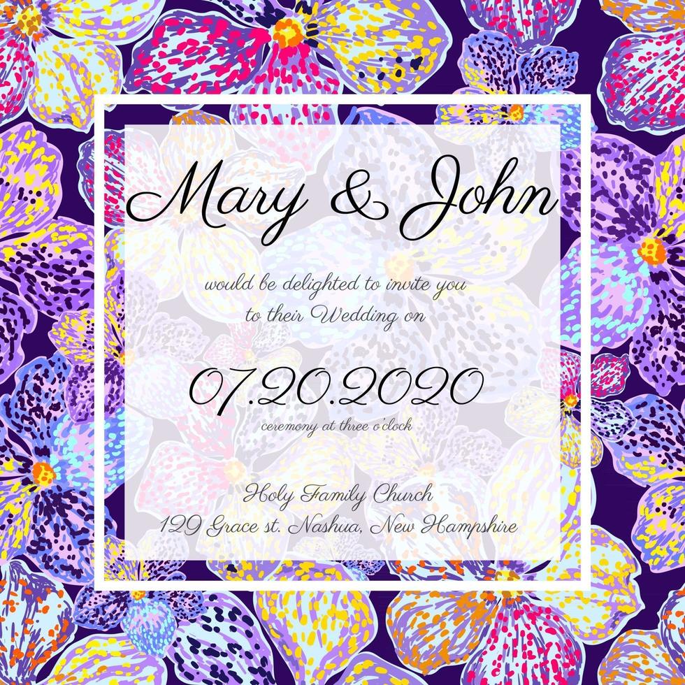 Vector colorful invitation card template with floral pattern